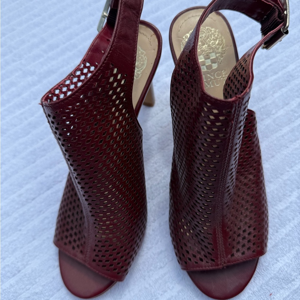 Vince Camuto Red Stiletto Heels with Lattice Design